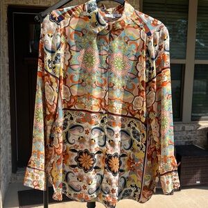Rose & Olive Floral Button Down Blouse Multi color size M